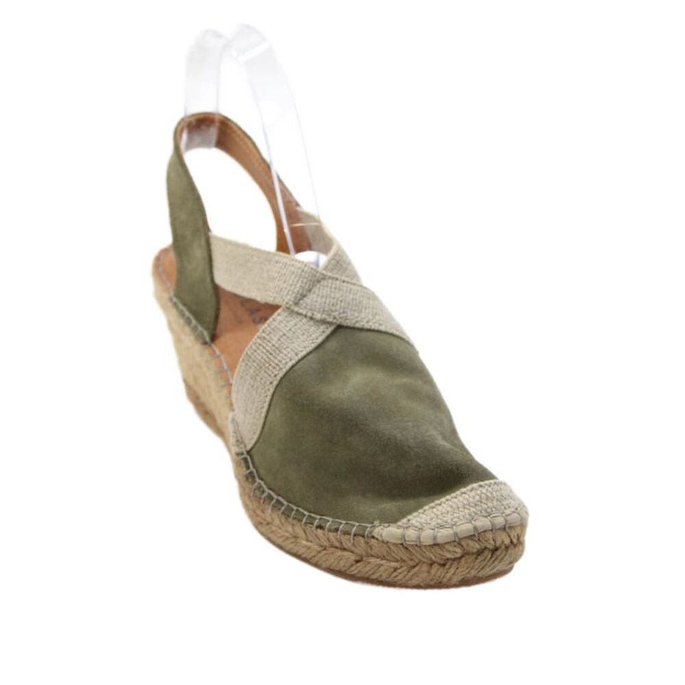 Fabiolas Womens Suede Espadrille Wedge Heels Green Size 37 7